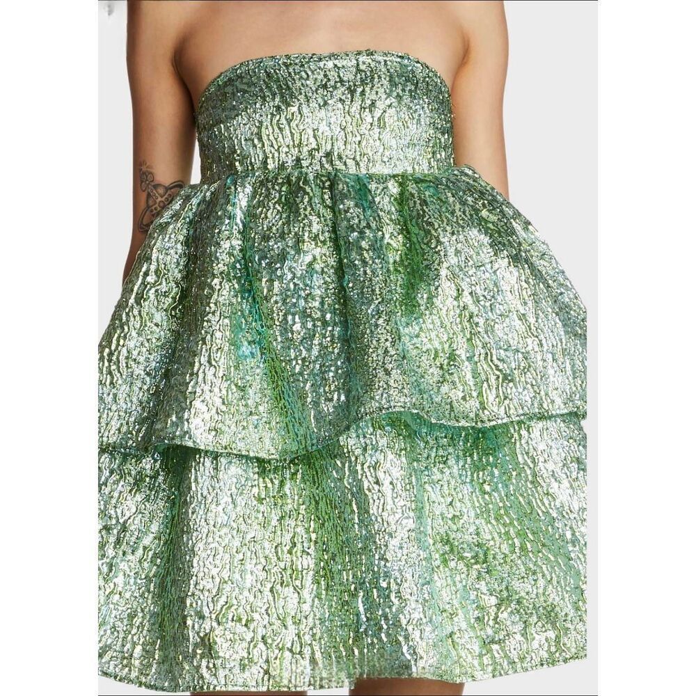 Green Strapless Mini Dress - Picture 4 of 16